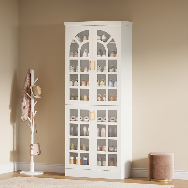 Armoire à chaussures à 8 niveaux avec portes et lumières DEL
