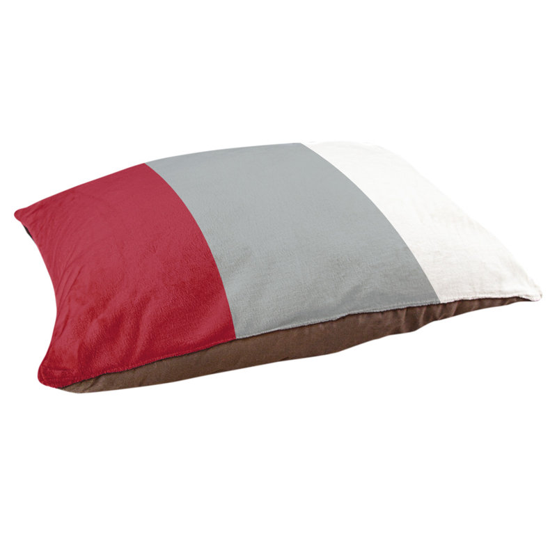 Coussin pour chien Denver, Petit (l 28 po x P 18 po x H 6 po), Rouge / argent / blanc