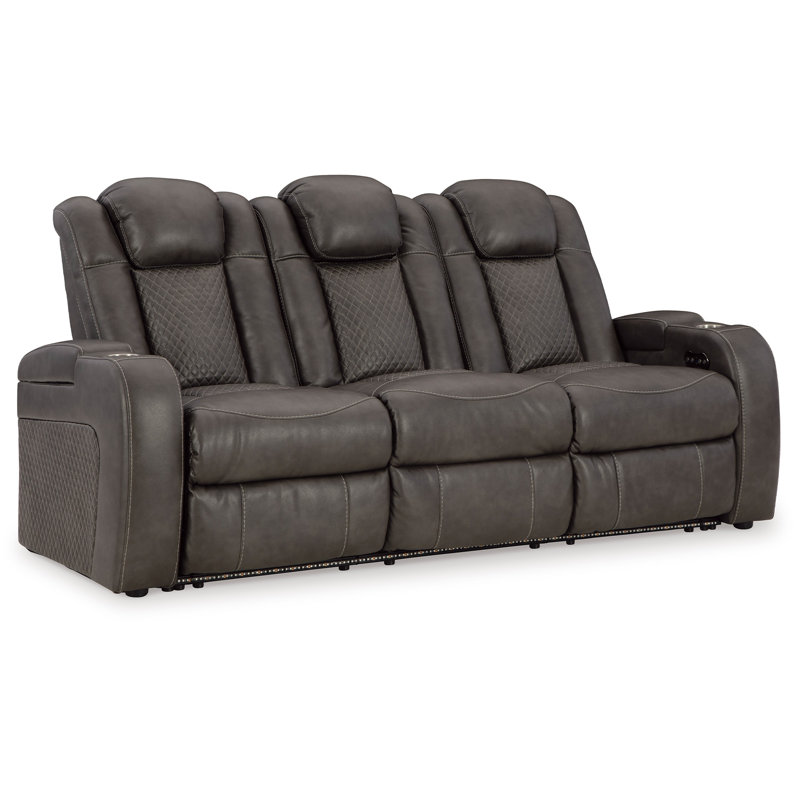 Bemnet 85'' Faux Leather Power Reclining Sofa, Brown Faux Leather