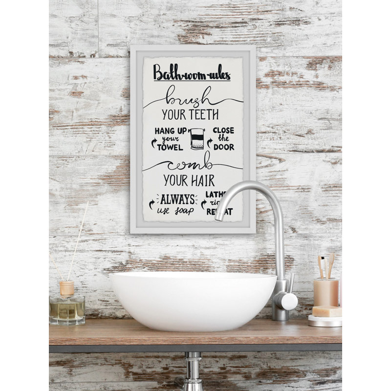 Follow Bathroom Rules - Single Picture Frame Print, 45cm H x 38cm W x 3.81cm D