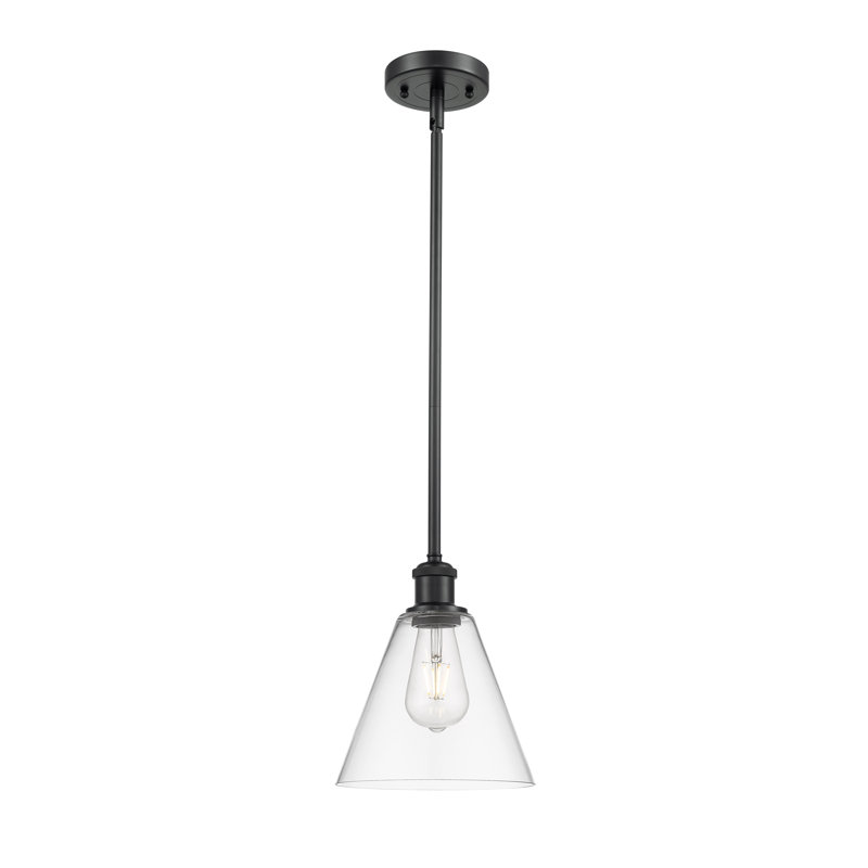 Allean 1 - Light Single Pendant, Matte Black, 9.75" H x 8" W x 8" D, White