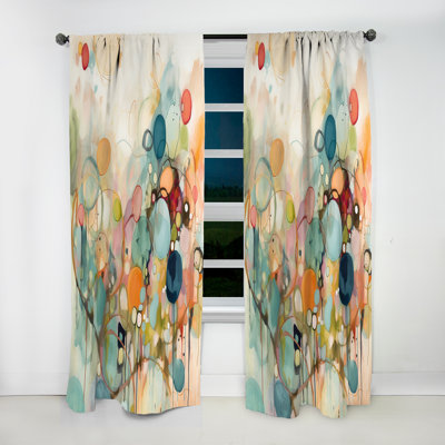 Pink Blue Minimalism Fluidity I - Modern Curtain - Velvet Room Darkening - 1 panel