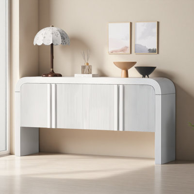 62.2-Inch Wave-Pattern Console Table With 4 Doors And Adjustable Shelf,Curved Design Sofa Table Behind Couch