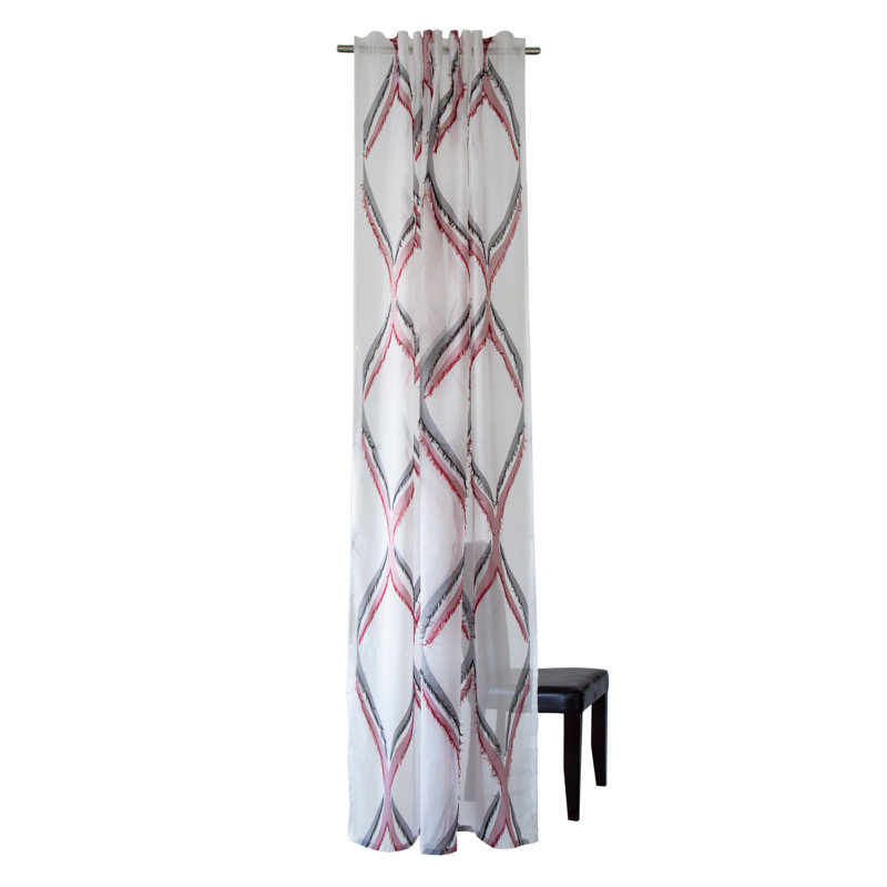 Revell Loop Tip Semi Sheer Curtains, Red and anthracite
