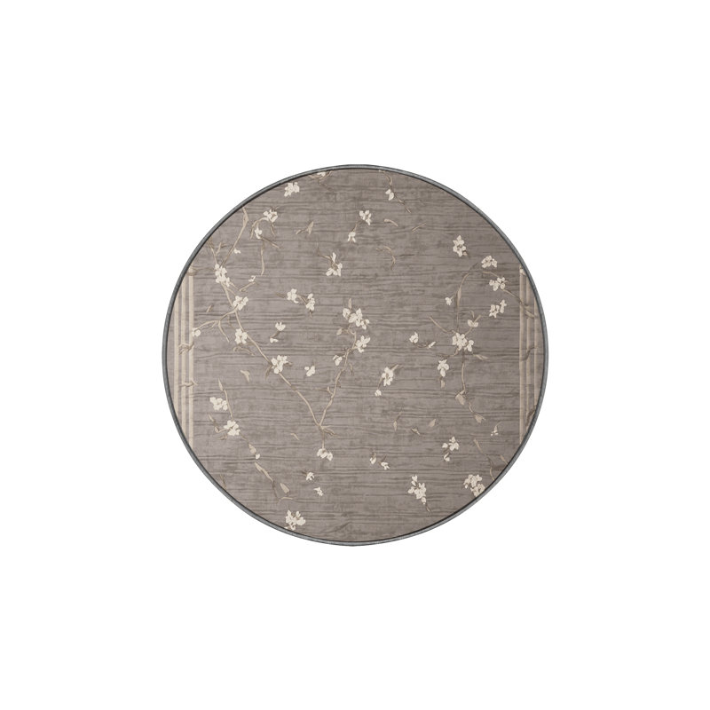 Tapis gris lavable à la machine, Rond 4 pi