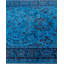 Tapis de couloir unique noué à la main Fine Vibrance - bleu, 2 pi 8 po x 14 pi 7 po