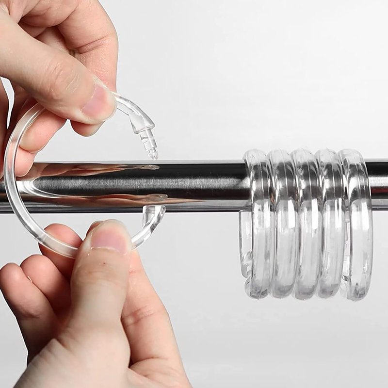 Crochet en plastique pour rideau de douche, Transparent