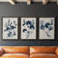 Bleu marine et feuilles de lin II - ensemble de 3 peintures sur toile encadrées-1524676177-1524676207
