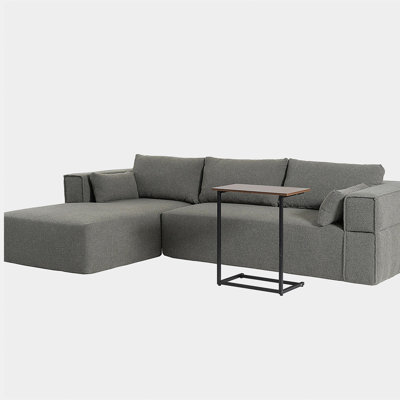 Ensemble de canapé modulaire de 112 po avec table d'appoint gratuite, assise large, canapé en tissu entièrement infroissable et infroissable avec méridienne, combinaison libre, canapé en L, aucun assemblage requis, 3 couleurs