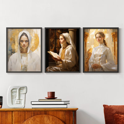 Feminine Series CXVI  -Set Of 3 Framed Giclee Prints -Ready to Hang