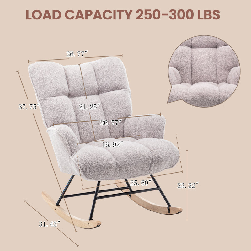 Solid + Manufactured Wood/Iron Rocking Chair, Grey