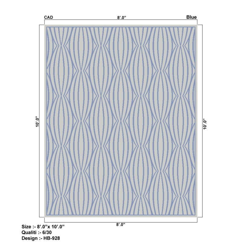 Transitional Blue Hand-Knotted Wool & Silk 2'x3' Area Rug