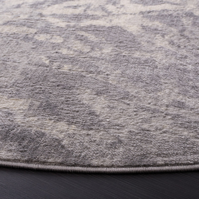 Tapis abstrait tissé à la machine, Rond 6 pi 7 po