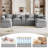 145"W U-Shape Sectional With Console & Cup Holders And USB Ports-1963930179