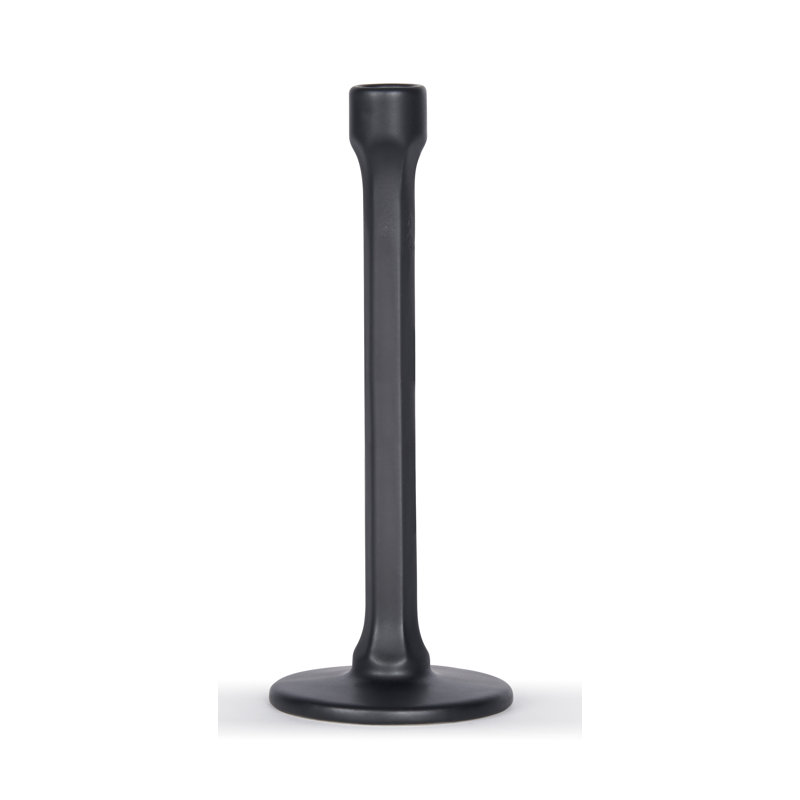 Concrete / Cement Tabletop Candlestick, Satin Black, 27 cm H x 7 cm W x 6 cm D
