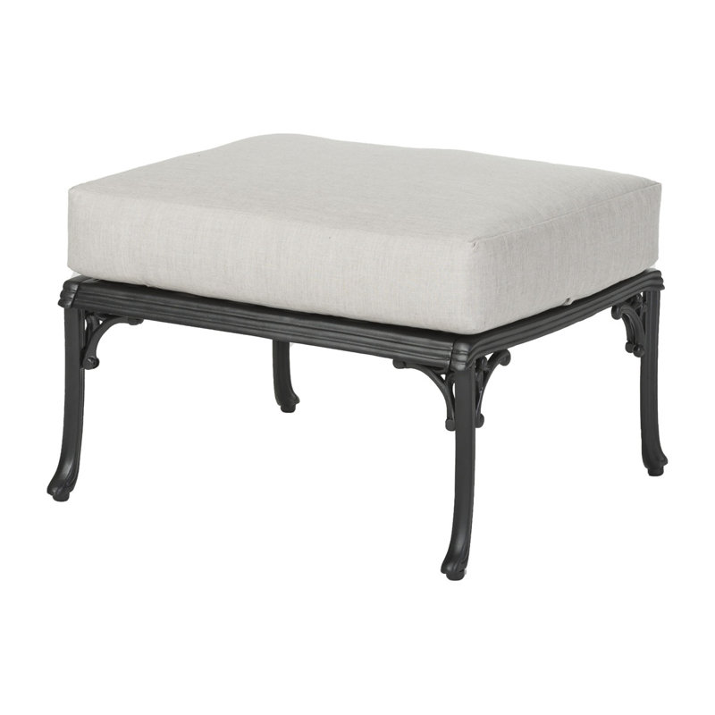 Michigan Outdoor Ottoman, Cast Ash Sunbrella® Plainweave, Black