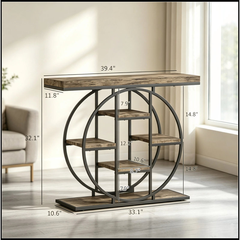 Console élégante avec étagères à plusieurs niveaux, table d'appoint moderne, table d'entrée polyvalente, table de rangement