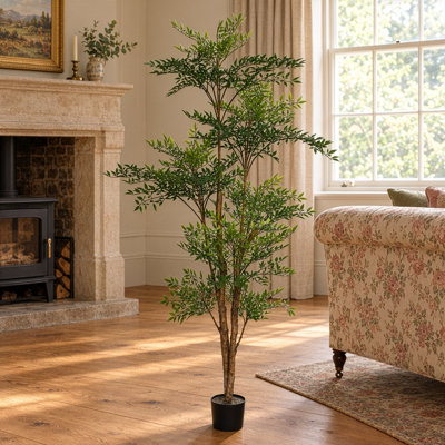 Fire Retardant Artificial Tree 165 cm H Faux Palm Tree Plant in Plastic Pot Liner