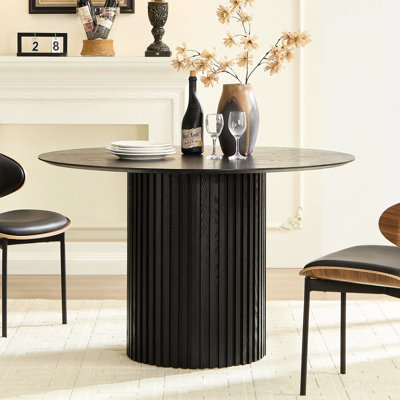 Table de salle à manger de style moderne Mid-Century 46,57 pouces, matériau, noir, facile à nettoyer et à assembler pour une utilisation dans la pièce, teinte noire, propre, quotidien