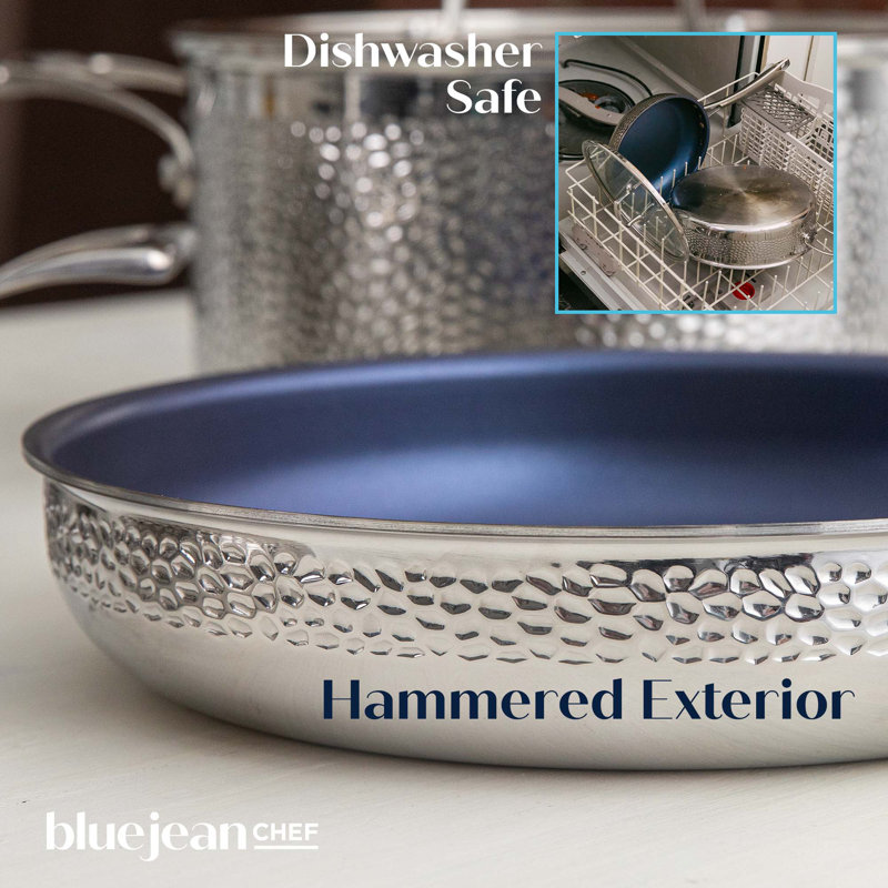 Blue Jean Chef 3-Piece Stainless Steel Cookware Set with Hammered Finish