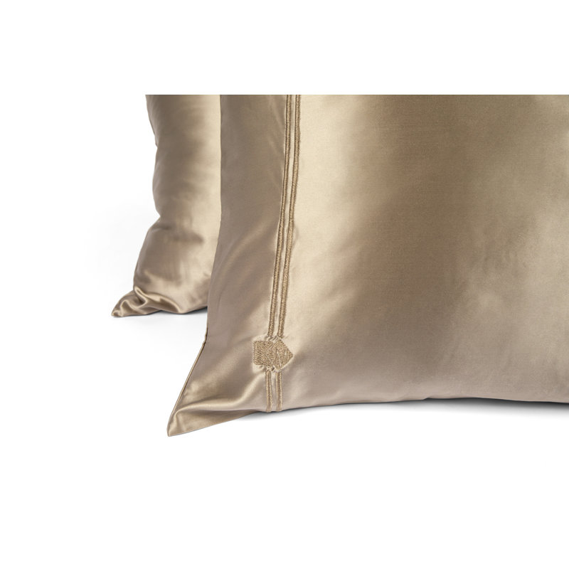 Silk Pillowcase Sheet Set, King Sheet Set with 2 Pillowcases, Champagne