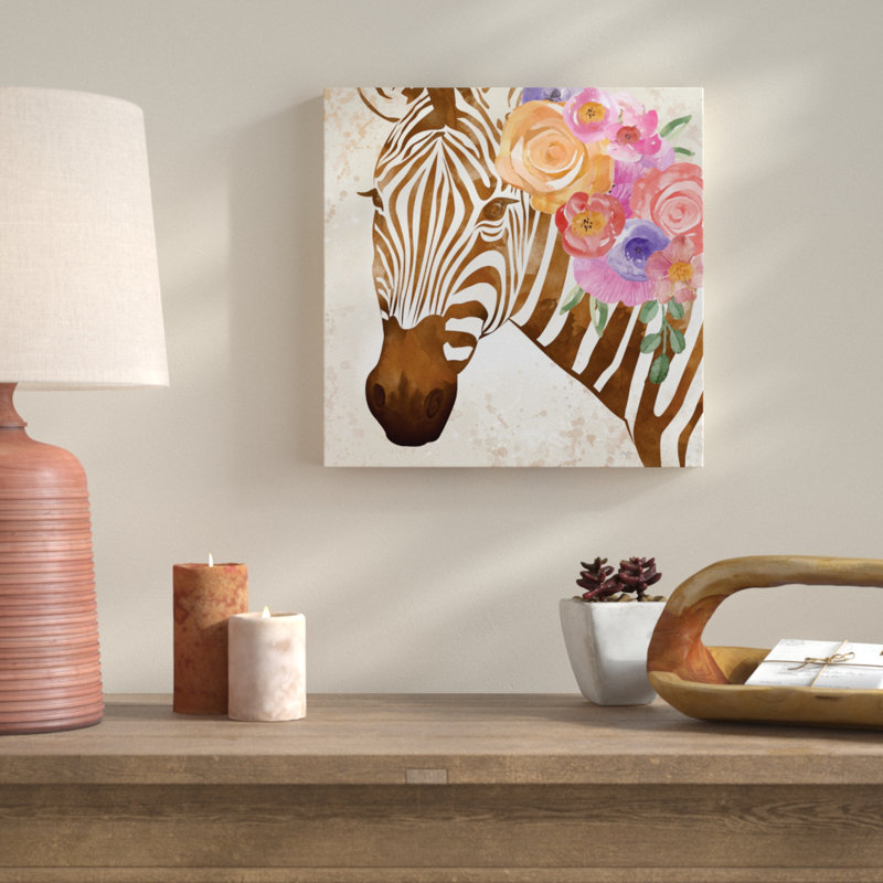 «Zebra with Flowers», impression sur toile tendue