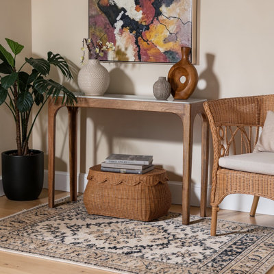 Jacey Slim Marble And Mango Wood Frame Console Table