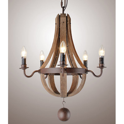 Kallson 5 - Light Wood Dimmable Classic / Traditional Chandelier
