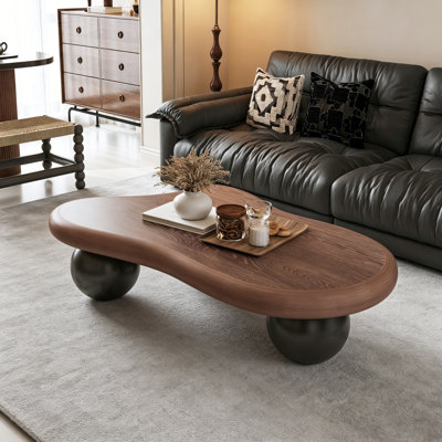 Table basse de 47 pouces en forme de nuage avec 3 pieds sphériques pour le salon