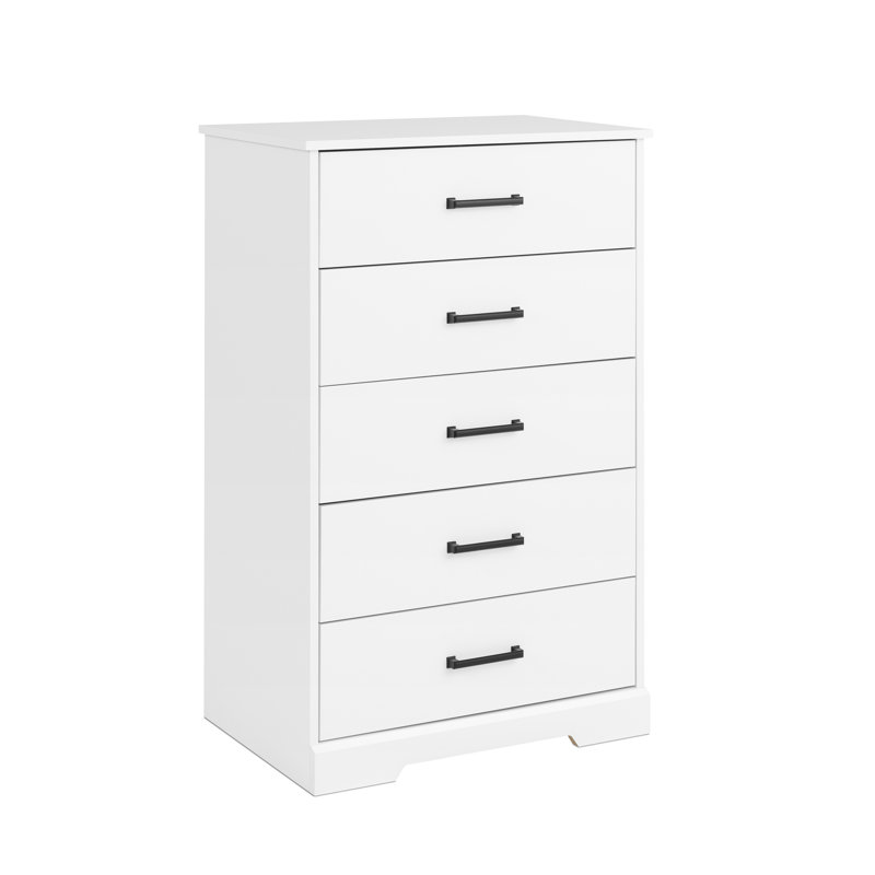 Commode à 5 tiroirs Yazeed, Blanc