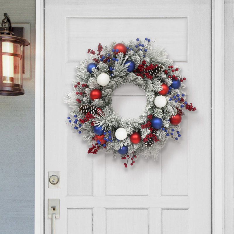 24 In. Adorned Flocked Artificial Wreath