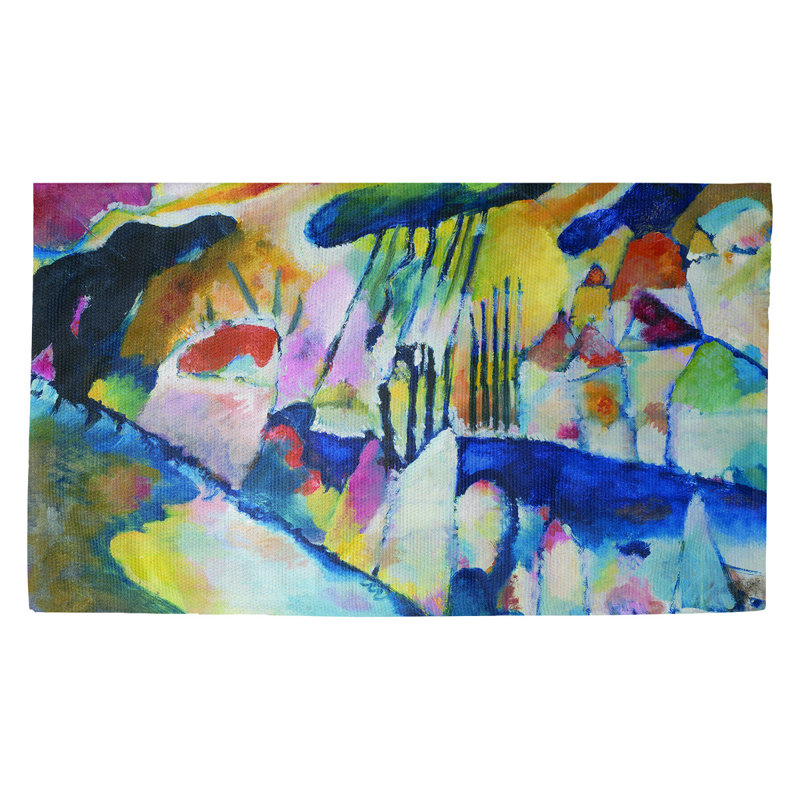 Tapis de zone paysage avec pluie bleue Lepley, Rectangle 2 pi 2 po x 3 pi 4 po