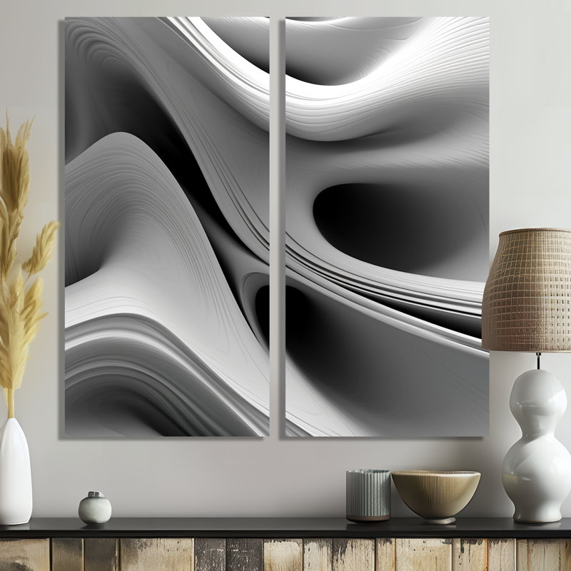 «White Black Infinite Ripples - Abstract Modern Waves», reproduction d'art sur toile, H 32 po x l 32 po, Toile tendue
