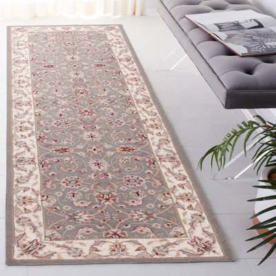 Tapis sauge / ivoire en laine crocheté à la main Helena