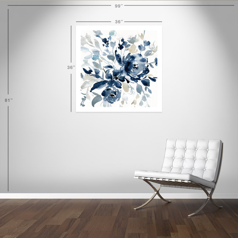Indigo Garden I - peinture sans cadre, H 36 po x l 36 po x P 0,1 po