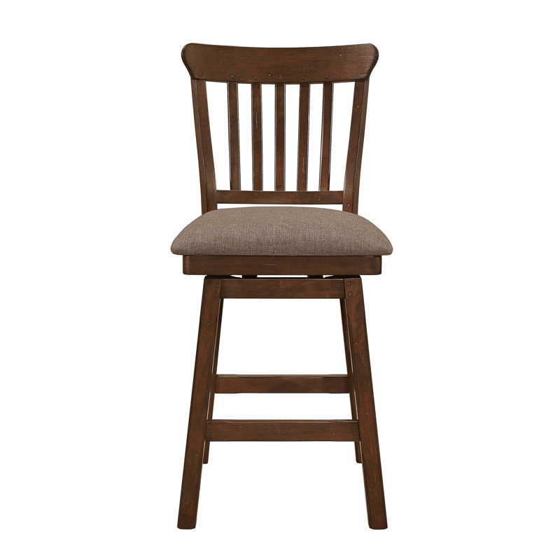 2 chaises à hauteur de comptoir au fini brun foncé avec structure en bois rembourrée de style salle à manger moderne