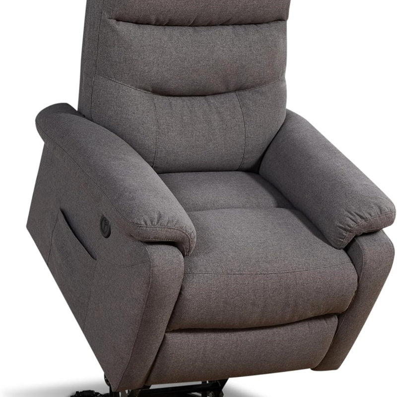 Contemporary Lift Chair Recliner With Grey Fabric Upholstery, Electric Lift Mechanism For Easy Mobility And Comfortable Support