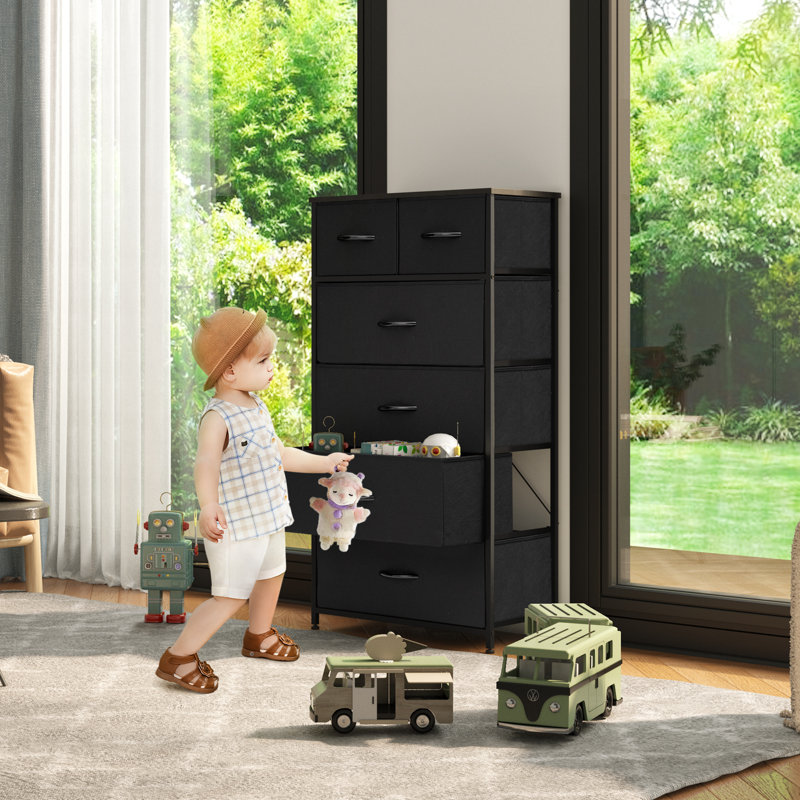 Commode à 6 tiroirs en métal 23,2 po Jauier, Noir