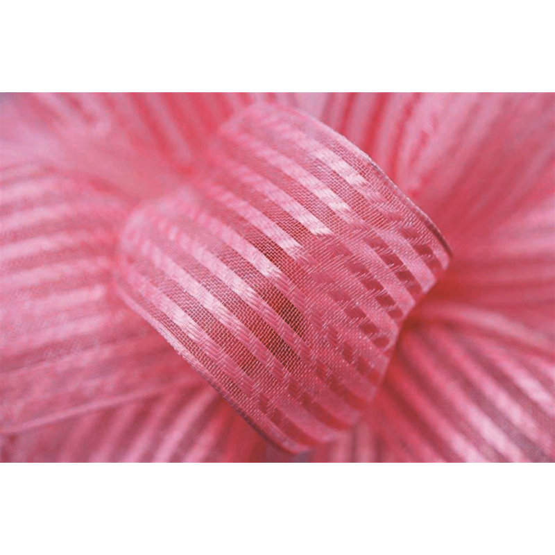 2'' Striped Fabric Shatterproof Ribbon, Pink