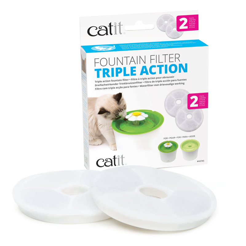 Catit Triple Action Water Fountain Filter 2-Pack