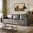 Chesterfield 3-in-1 Convertible Sleeper Sofa, Faux Leather Pull Out Sofa Bed with Nailhead Trim and Rolled Arms, Multi-Functional Retro Sofa for Living Room Bedroom-470510056