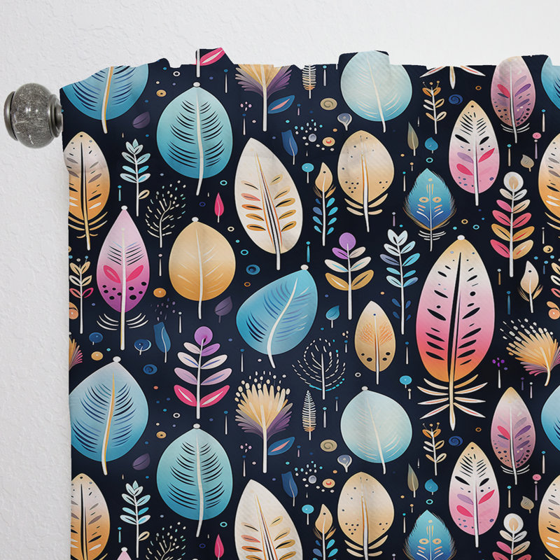 Tribal Dreamscape Feather Boho Motif II - Rideau obscurcissant abstrait Boho - 1 panneaux, L 52 po x L 90 po