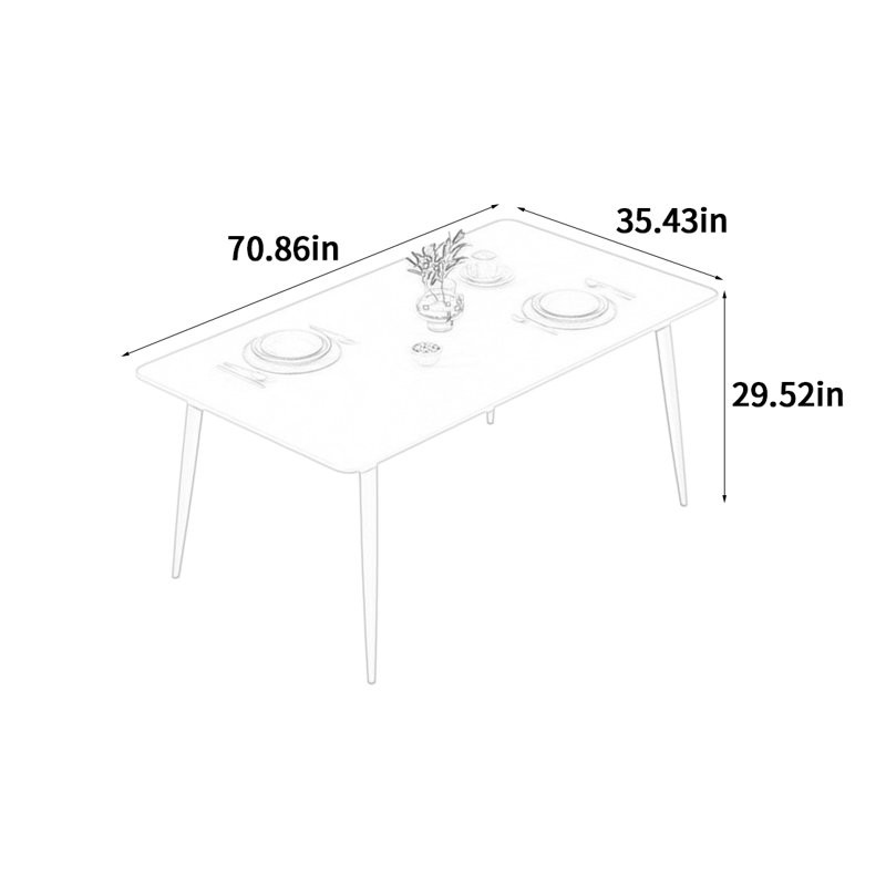 Table de salle à manger rectangulaire, H 29,52 po x L 70,86 po x l 35,43 po