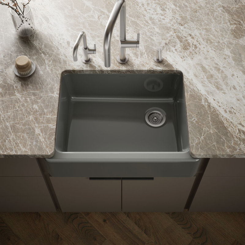 Whitehaven 29.69" L x 21.69" W Farmhouse Single Bowl Kitchen Sink, Thunder Gray