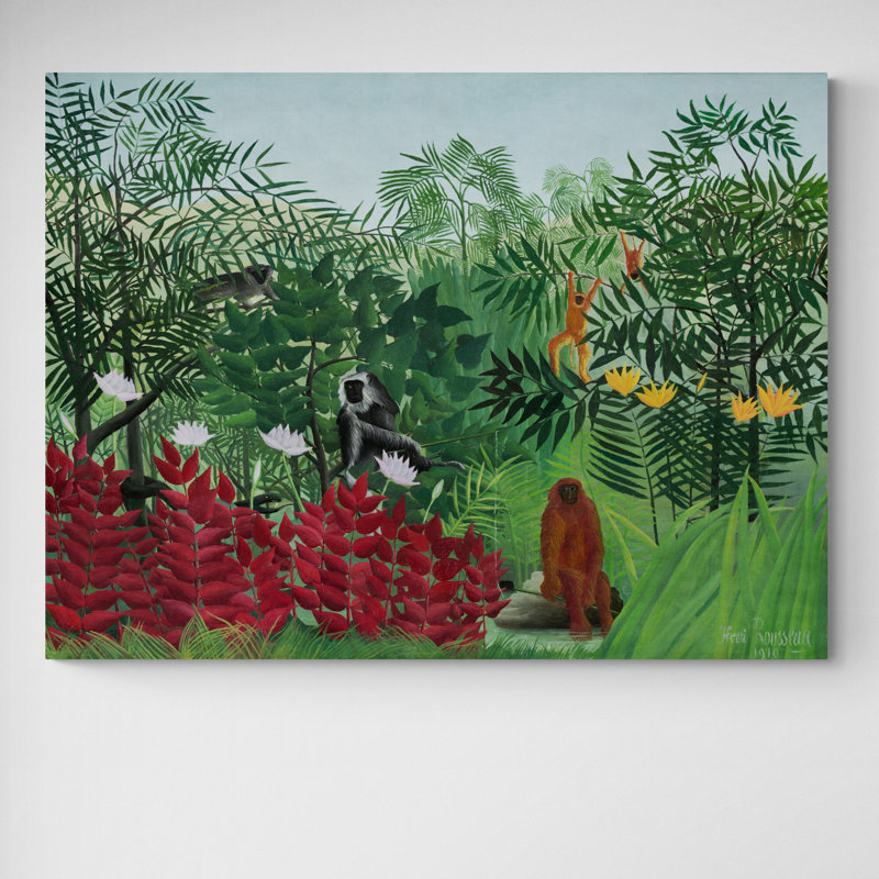 Tropical Forest With Monkeys by Henri Rousseau - Wrapped Canvas Print, 61cm H x 81cm W x 3.8cm D