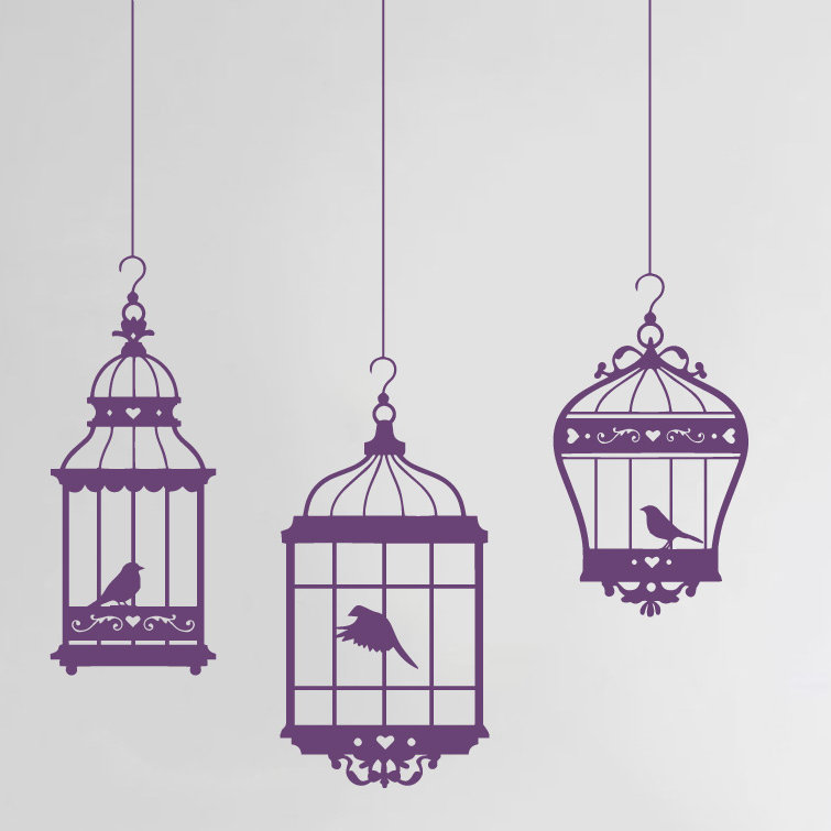 Adhésif décoratif jolies cages à oiseaux, Violet, H 24 po x l 18 po x P 0,01 po