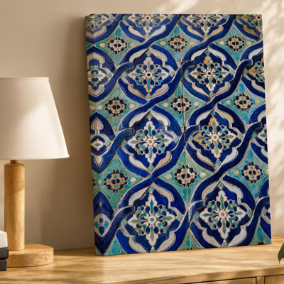 Toile une vue rapprochée de carreaux marocains complexes mettant en valeur un art mural à motif hypnotisant de formes géométriques imbriquées