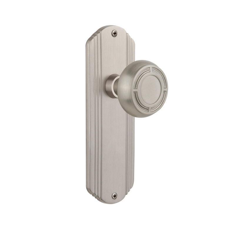 Deco Plate with Mission Door Knob, Satin Nickel, 2 3/4