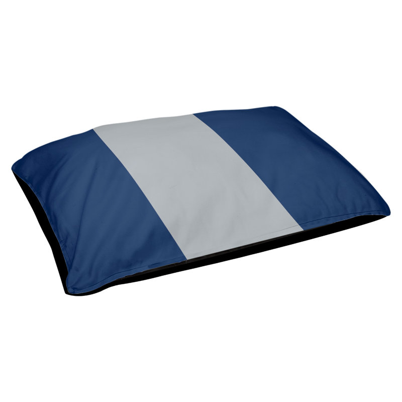 Coussin rectangulaire designer New York Bronx, Moyen (L 30 po x l 40 po), Bleu / argent plat