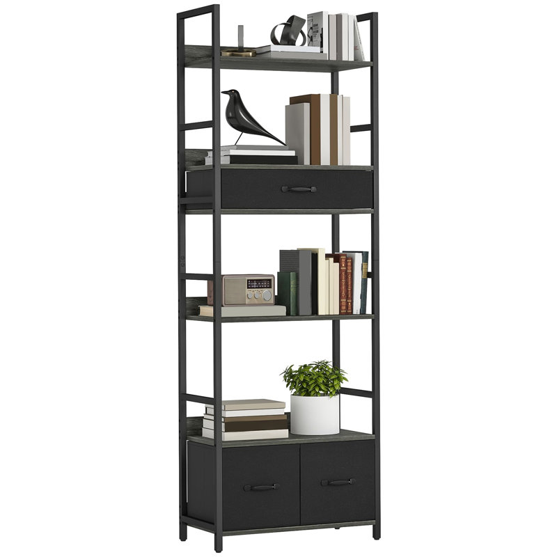 176cm H x 60cm W Metal Bookcase, Black